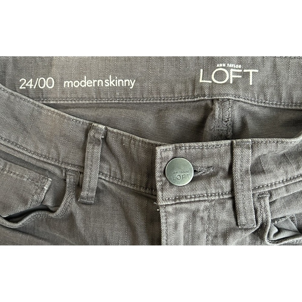 Ann Taylor Loft Women Modern Skinny Denim Pants Taupe Gray Size 24/00‎ Mid Rise - Picture 5 of 7